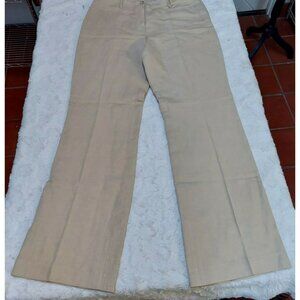 Scapa Womens Linen Cotton Flat-Front Mid-Rise Dress Pants Size 42 Beige Casual